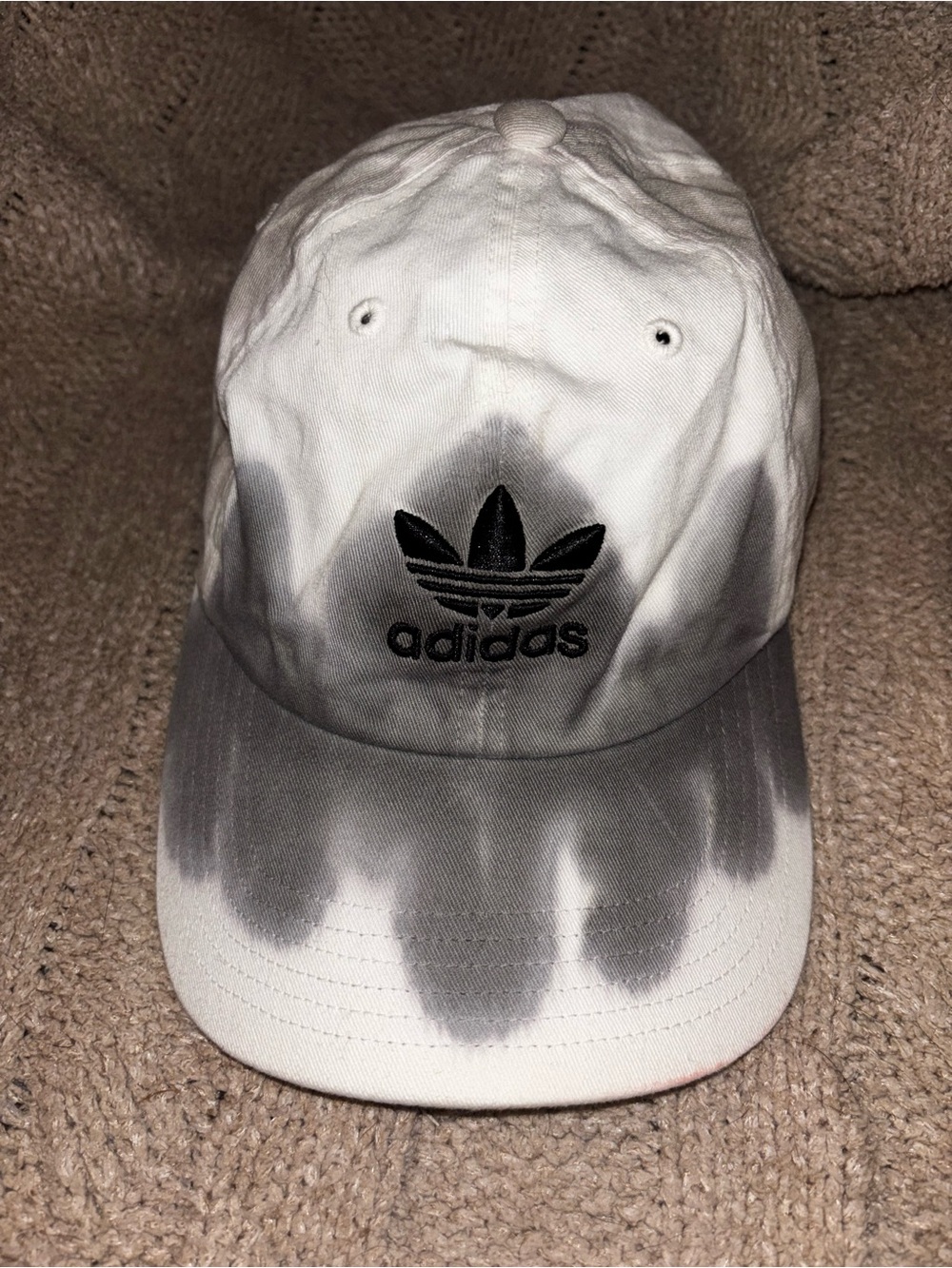 Adidas Tie Dye Grey White Colorwash Hat Trefoil Logo Adjustable Cap NWT